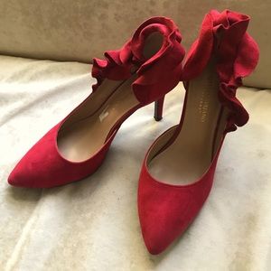 Red suede heels